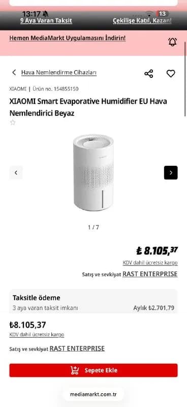 XIAOMI Smart Evaporative Humidifier EU Hava Nemlendirici Beyaz — Анталия — 5 000 ₺