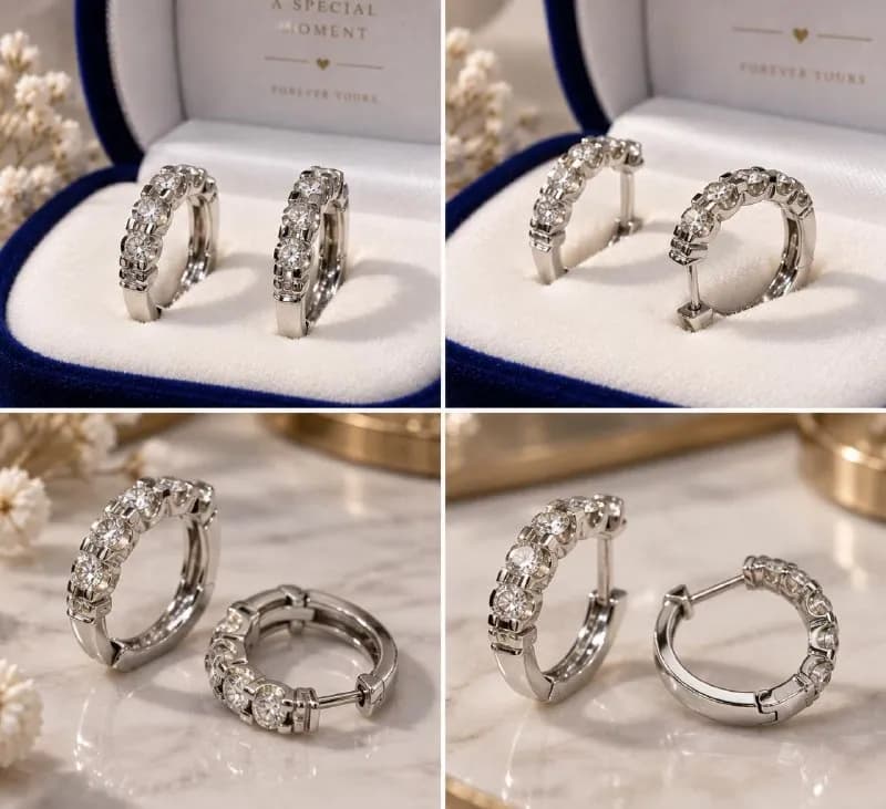 Серьги из белого золота 14K с бриллиантами — Батуми — 700 $