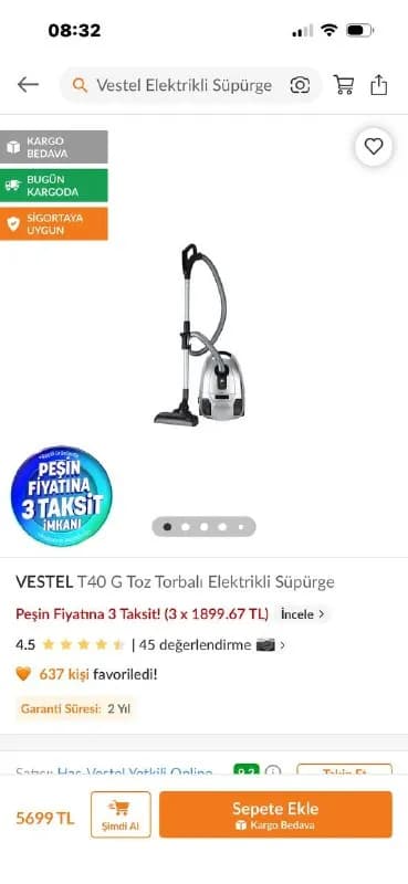 Пылесос Vestel T40 G в отличном состоянии — Анталия — 4 000 ₺