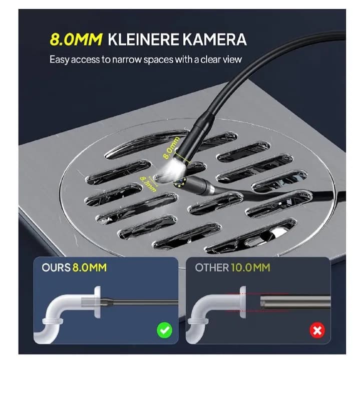 Эндоскопическая камера с подсветкой 10 м, трубная камера Qimic 1080P HD с 8 регулируемыми светодиода — Анталия