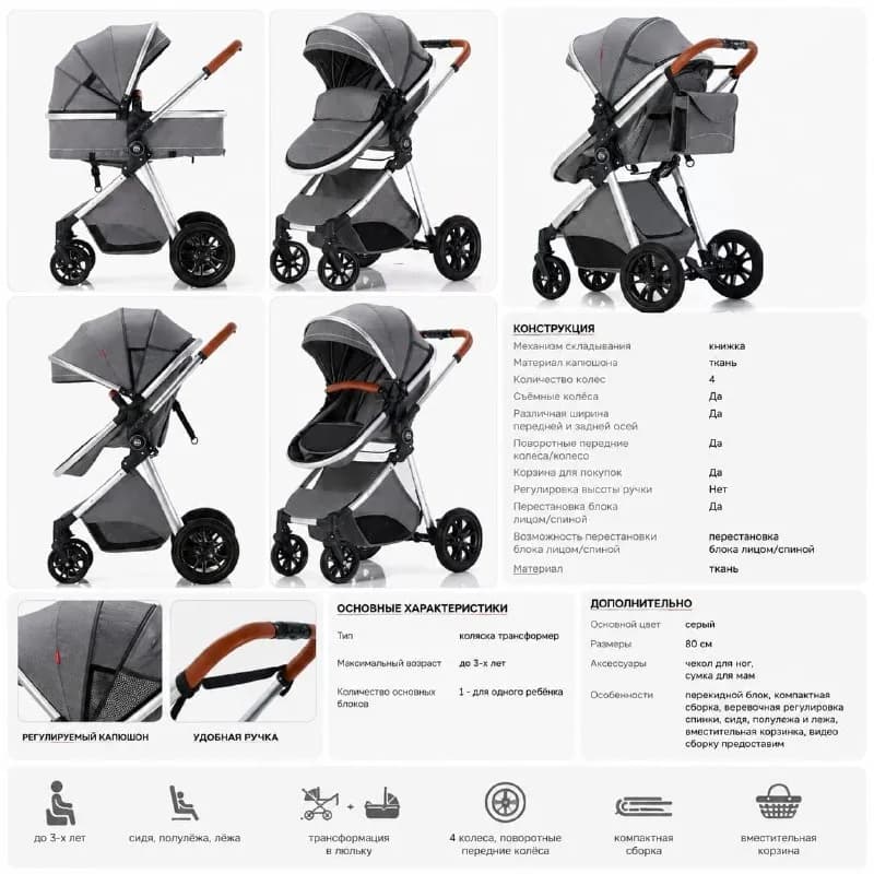 Коляска почти новая, стояла дома месяц — Алматы — 25 000 ₸
