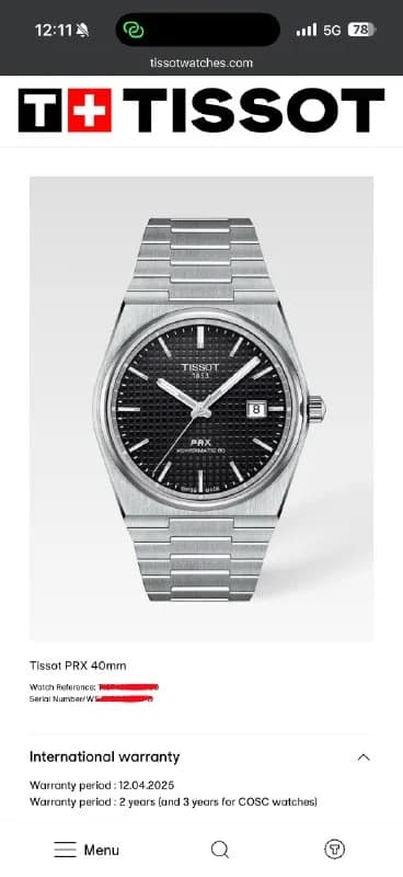 Швейцарские механические часы Tissot PRX Powermatic 80 черный циферблат — Тбилиси — 650 $