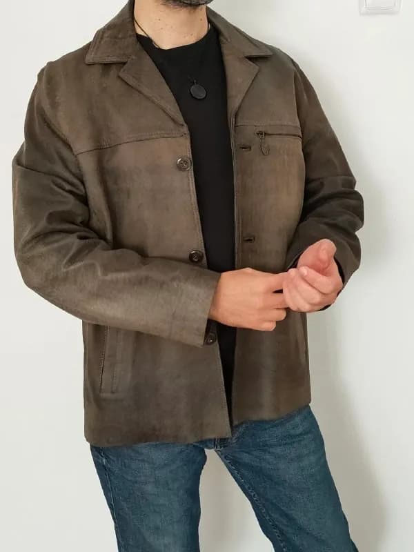 Мужская куртка из натуральной кожи / нубука Ferjani Cuir (Размер 52) — Батуми — 150 ₾