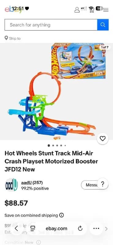Hot Wheels Stunt Track Mid-Air с моторчиком, машинки летают сами, тем самым соревнуются с собой, куп — Батуми — 215 ₾