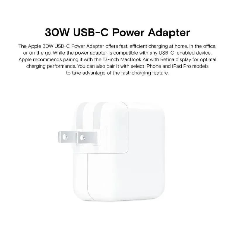 Apple charger 30W (шёл в комплекте к макбуку). В комплекте насадка под евро-розетку. — Батуми — 100 ₾