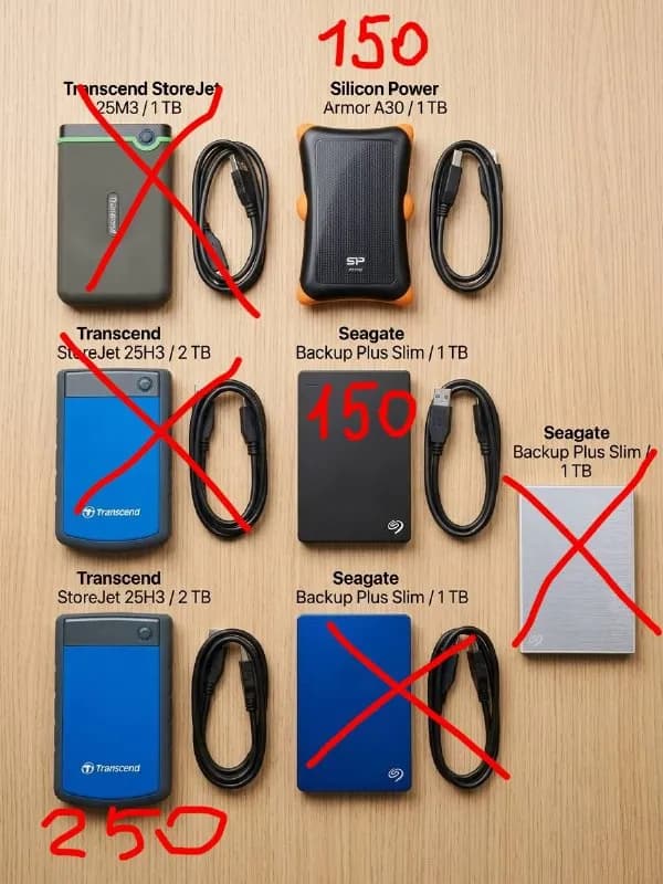 3 штуки, суммарно 4 тб. Использовались по одному разу для слива исходников со съемок, дальше лежали — Тбилиси