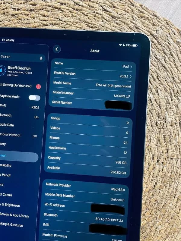 iPad Air 4 generation 2020 года (A2324) с SIM, Память 256 гб, состояние отличное, цена 650 лари + от — Батуми — 650 ₾