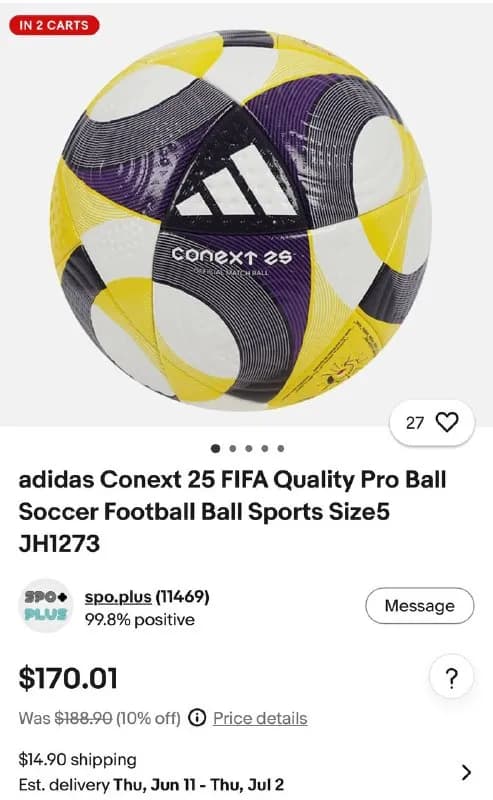 adidas Conext 25 FIFA Quality Pro, размер 5 — Батуми