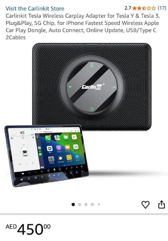 Carlinkit для Tesla CarPlay для Tesla X, Tesla S, Tesla Y и Tesla 3, Plug&Play, чип 5G, для iPhone, — Батуми