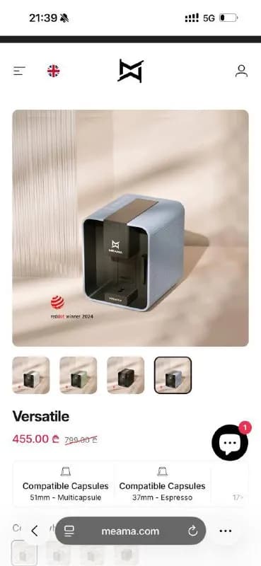 Meamа Versatile на 2 типа капсул + капучинатор для взбивания молока. — Батуми — 290 ₾