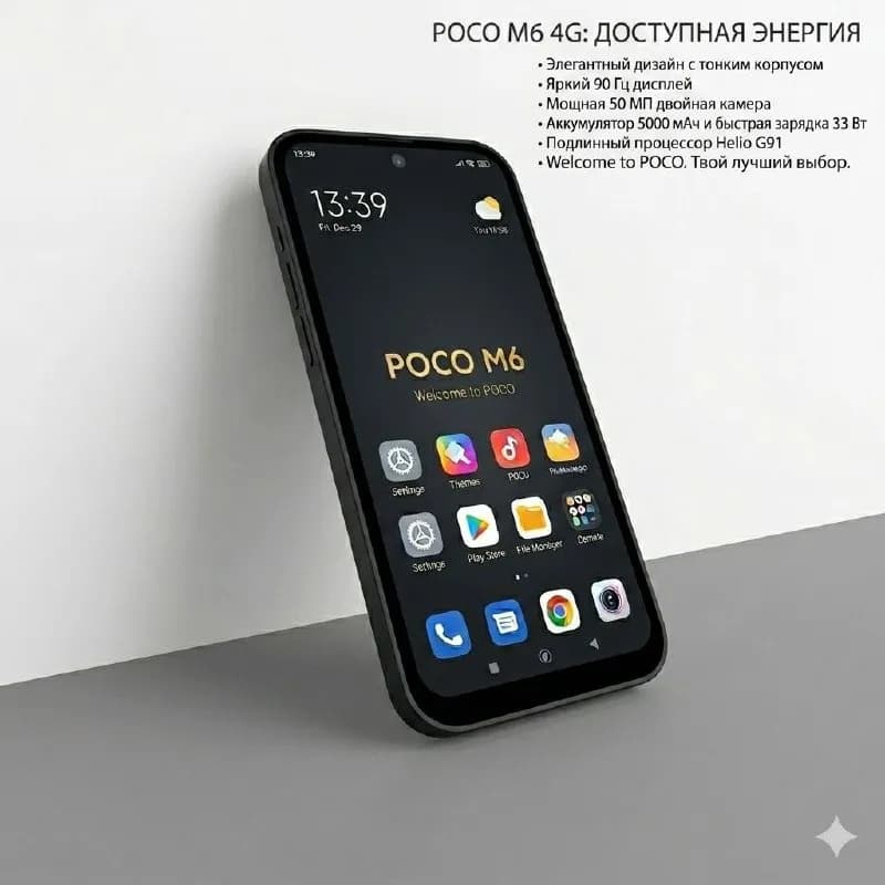 POCO M6 4G (6/128 GB) — Состояние ИДЕАЛЬНОЕ — Батуми — 250 ₾