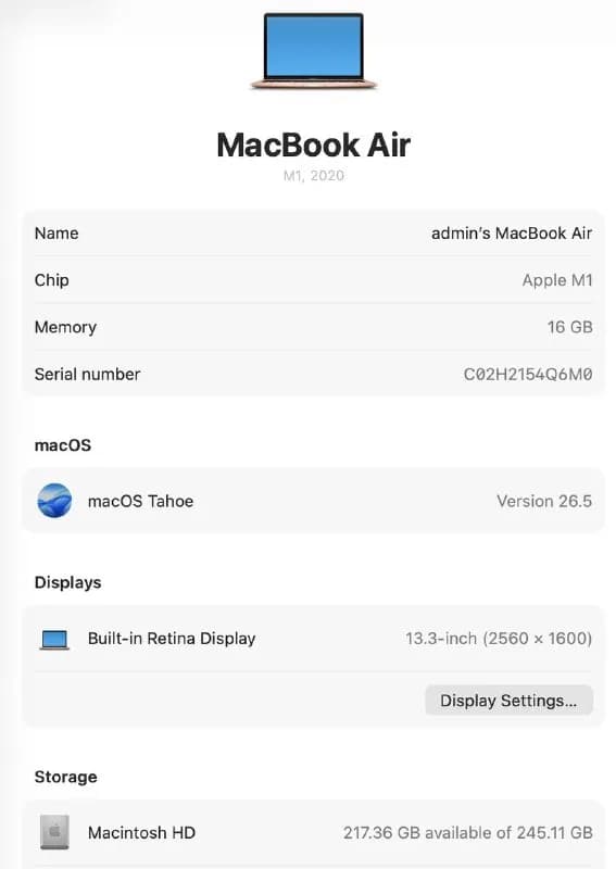MacBook Air 13» 2020 (M1) — Тбилиси — 1 500 ₾