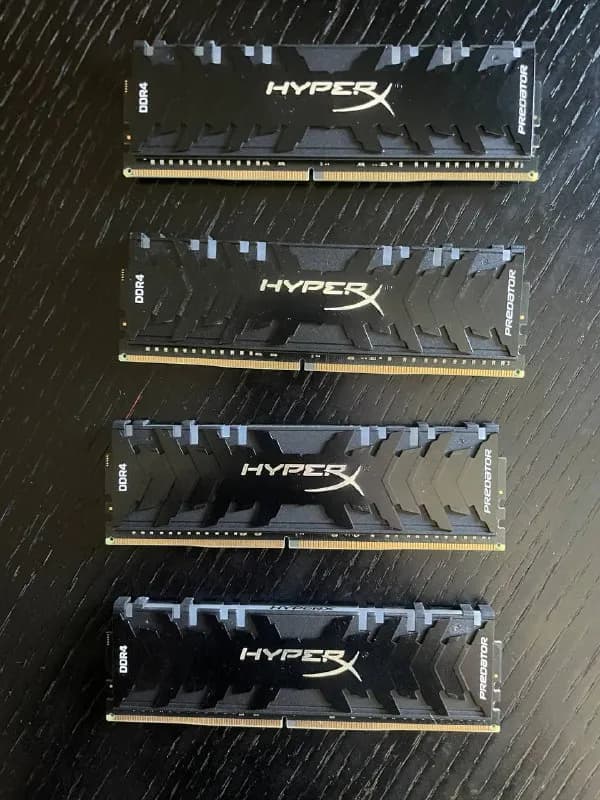 RAM), 4 модуля, каждый по 32гб (всего 128гб) DDR4-3600 Kingston HyperX HX436C18PB3AK2/64 RGB 18-22-2 — Тбилиси — 2 000 ₾