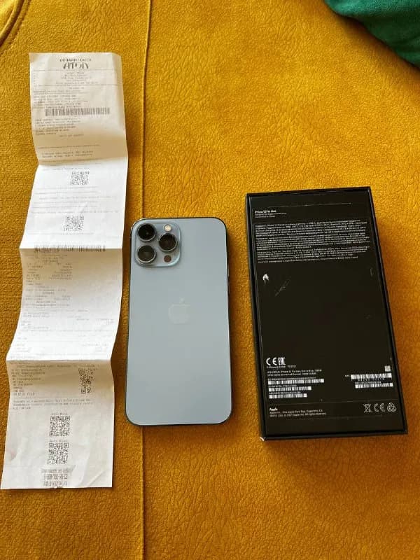 iPhone 13 Pro Max 128гб по причине покупке нового. Куплен был 18.12.21 в Связном. Сохранен чек и кор — Тбилиси — 2 700 ₾