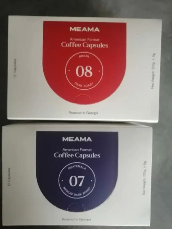 Meama как на фото, для меня этот очень крепкий. Есть по 3 коробки каждого вида, коробки закрытые. Об — Тбилиси