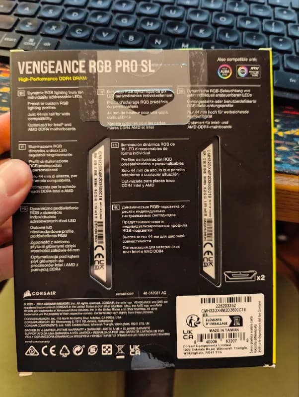 Оперативная память Corsair Vengeance RGB Pro SL 32GB DDR4 3600MHz — Тбилиси — 350 ₾