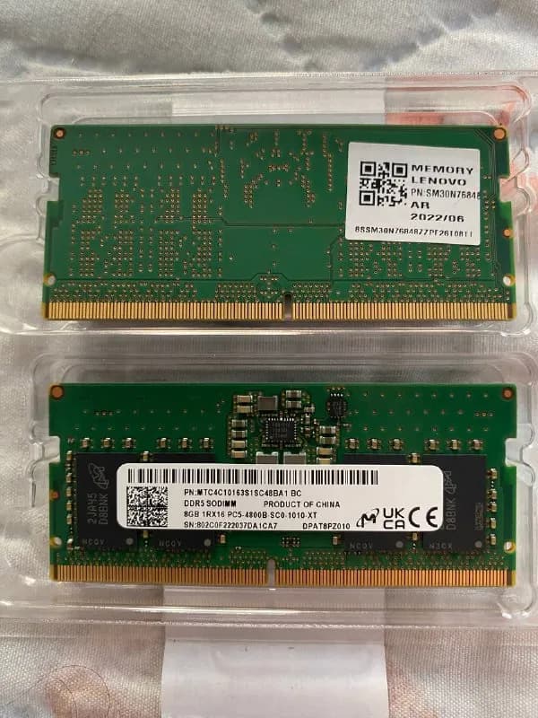 2 модуля ОЗУ Lenovo (8Gb, SODIMM, DDR5, 4800MHz). Чат не дает скидывать ссылку на товар в официально — Тбилиси — 200 ₾