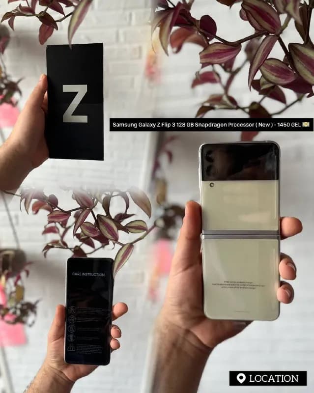 Samsung Galaxy Z Flip 3 128 GB процессором снапдрагон, все телефоны привезены из Америки, работает — Тбилиси