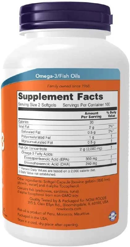 NOW Supplements, Omega-3 180 EPA / 120 DHA 200 штук в упаковке 120 ЛАРИ 🟠 — Тбилиси — 120 ₾