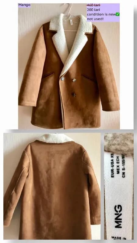SALE for girls! бренд / наименование / состояние / стоимость в лари. •Mango — пальто / New / 200 •A — Тбилиси