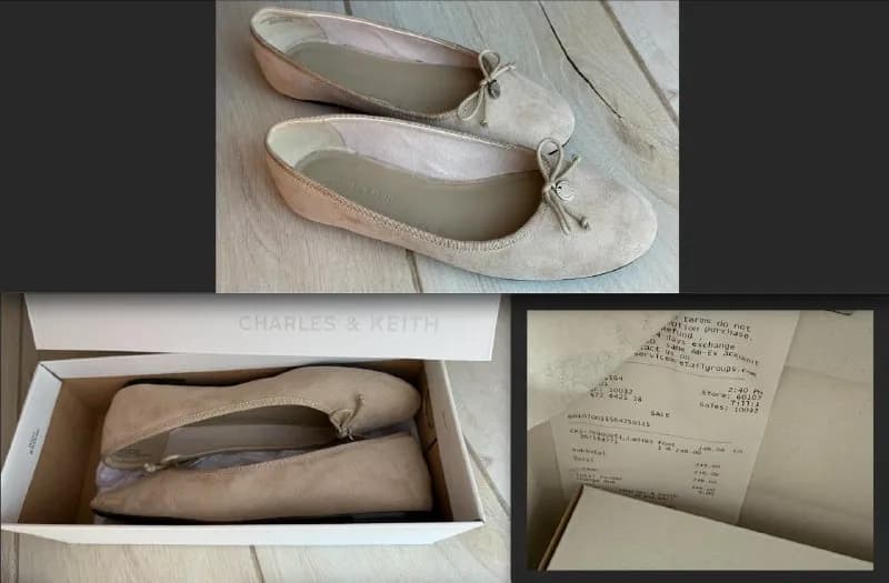 Charles & Keith, покупала в Grand Mall год назад, есть и коробка и пакет. Носила очень мало, 2-3 на — Батуми — 50 ₾