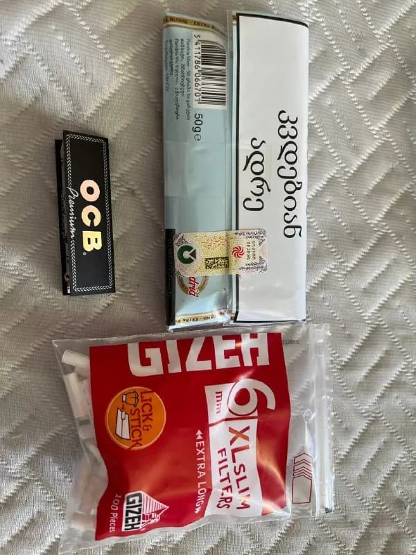 1) Табак сигаретный новый запечатанный +50 бумаги для самокруток тонкой + 100 фильтров. все новое - — Тбилиси — 30 ₾