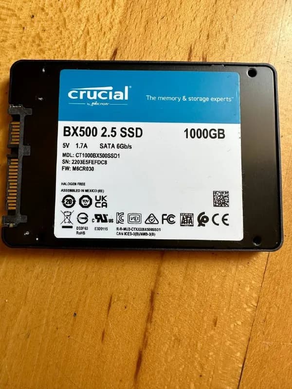 1. SSD 1TB Crucial BX500 2.5 (SATA) — 200 gel — Тбилиси — 200 ₾
