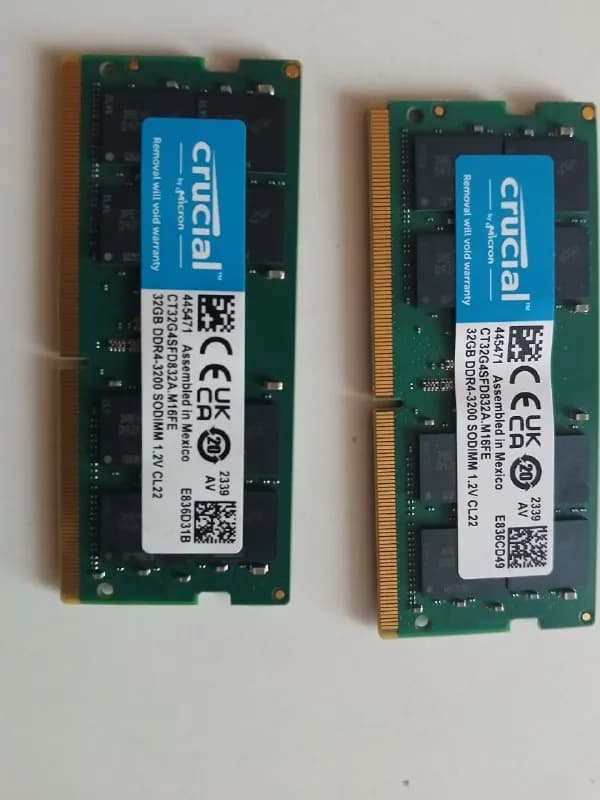so-dimm DDR4-3200. Две планки по 32 Гб. Итого 64 Гб. — Тбилиси — 600 ₾