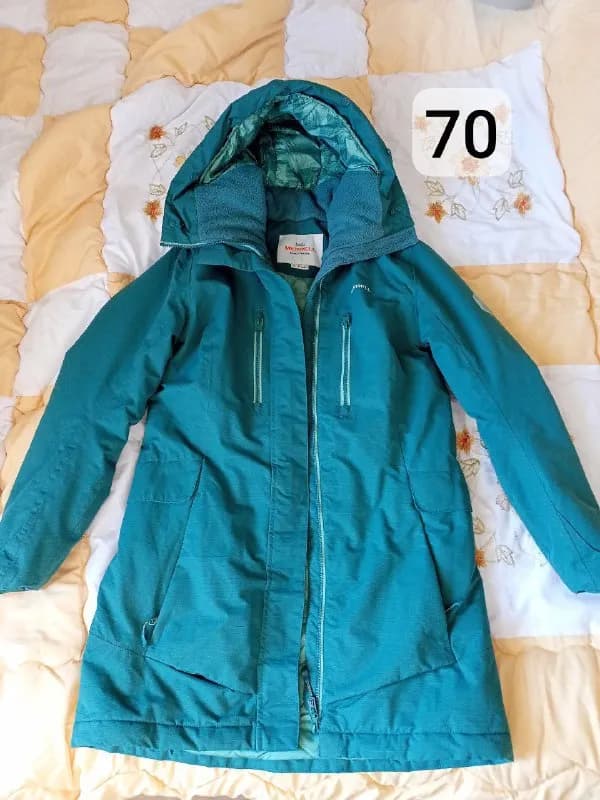 1. Теплая непродуваемая и непромокаемая куртка Merrell размер 42-44 изумрудного цвета в отличном сос — Тбилиси