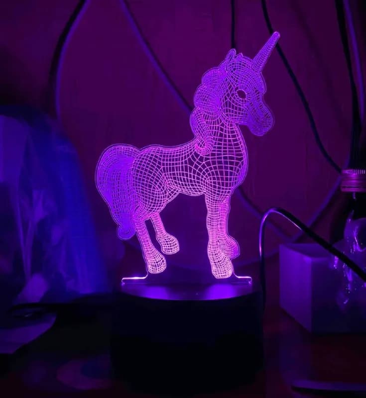 3D ночник Единорог, светильник светодиодный для детской, RGB 7 режимов работы, сенсорное управление. — Тбилиси — 1 330 ₾