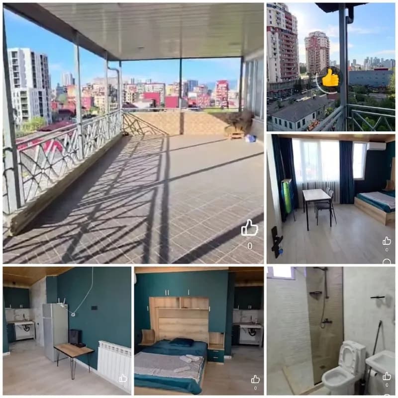 4️⃣0️⃣0️⃣💲 Сдам НОВУЮ БОЛЬШУЮ СТУДИЮ с ВЫДЕЛЕННОЙ КУХНЕЙ 👉36 м² + БОЛЬШАЯ ТЕРРАСА 👉 50 м². Шесто — Батуми